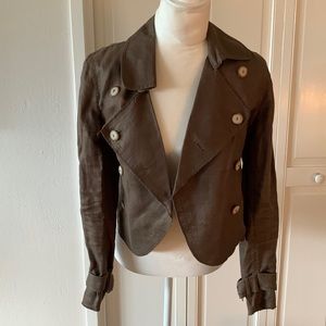 Unmarked Italian Linen Cropped Military Style Jacket - size 0